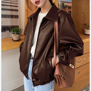 SHEIN Woman’s Brown Faux Leather Jacket XL